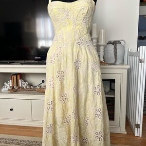 BARDOT Yellow Eyelet Maxi Dress MSRP $312